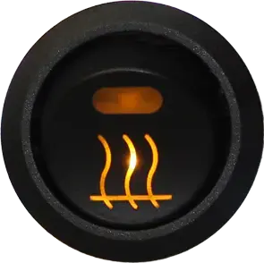 Bryter 12V, varme, LED-diode symbol