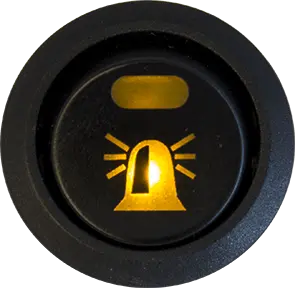 Bryter 12V, varsellys, nattsenk LED-diode symbol, Maks 20 Amp.