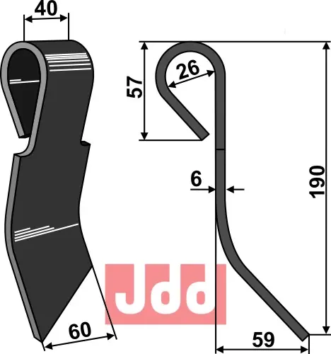 Slagjernkniv (halm) - høyre - JDD Utstyr