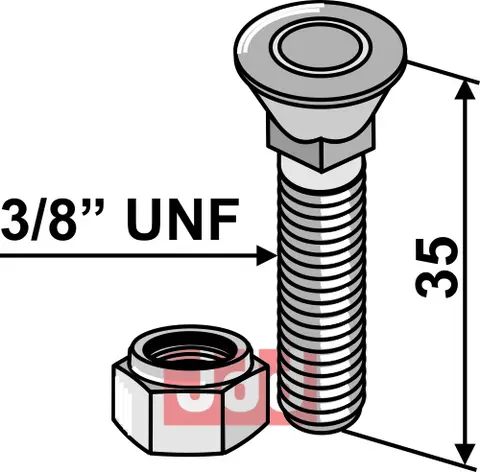 Plogbolt 3/8&#39;&#39;UNFx35 - m. L&#229;semutter