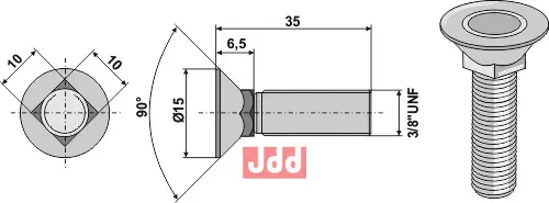 Plogbolt 3/8''UNFx35 - 8.8 