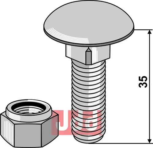 Bræddebolt M12x1,75x35 - 8.8 - JDD Utstyr