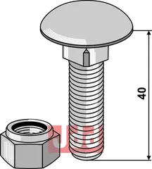 Bræddebolt M12x1,75x40 - 8.8 m. låsemutter