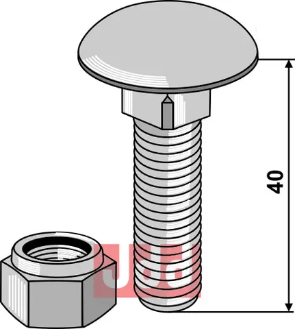 Br&#230;ddebolt M12x1,75x40 - 8.8 m. l&#229;semutter