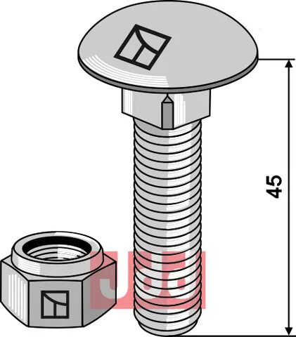 Br&#230;ddebolt M12x1,75x45 - 8.8 m. l&#229;semutter