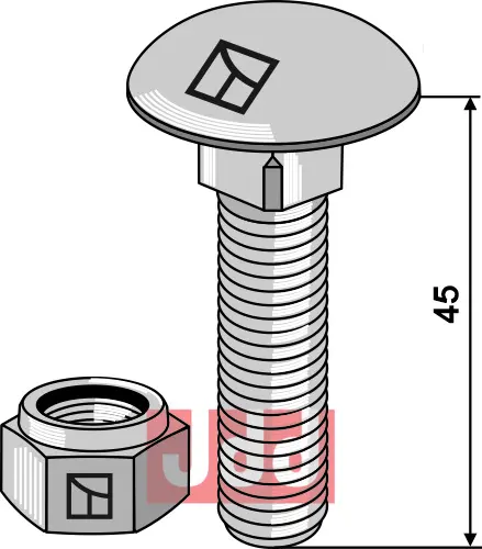 Bræddebolt M12x1,75x45 - 8.8 - JDD Utstyr