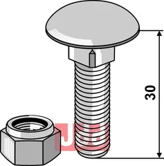 Bræddebolt M10x1,5x30 - 8.8 m. Låsemutter