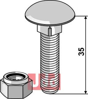 Bræddebolt M10x1,5x35 - 8.8 m. Låsemutter