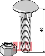 Bræddebolt M10x1,5x40 - 8.8 m. Låsemutter