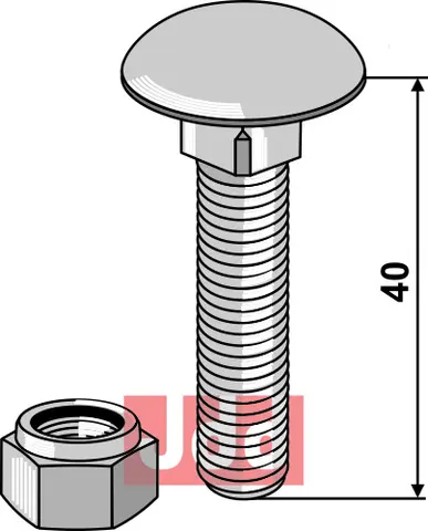 Br&#230;ddebolt M10x1,5x40 - 8.8 m. L&#229;semutter