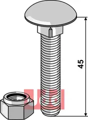 Bræddebolt M10x1,5x45 - 8.8 m. Låsemutter