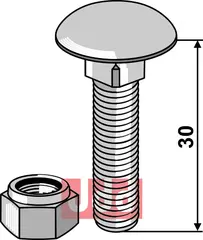 Bræddebolt M8x1,25x30 - 8.8 m. Låsemutter