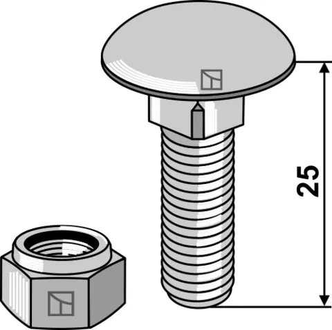 Låseskrue M10x1,5x25 8.8 m/mutter