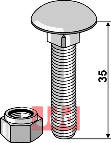 Br&#230;ddebolt M8x1,25x35 - 8.8 m. L&#229;semutter