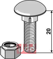 Bræddebolt M8x1,25x20 - 8.8 m. Låsemutter