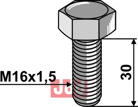 Hexagon bolt M16x1,5 til ukjent M16x1,5, 30mm lengde, 10.9