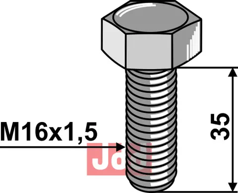 Sekskantskruer med metrisk fin gjenge M16x1,5x35 - Kvalitet 10.9