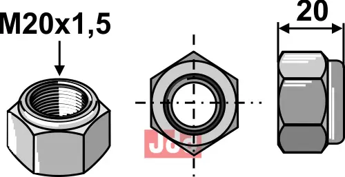 Låsemutter - M20x1,5 - 10.9 - JDD Utstyr