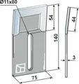 Avskraper for pakkevalse Duraface 140x75x3 mm, hull 11x80