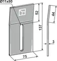 Avskraper for pakkevalse 137x75x3 mm, hull 11x80