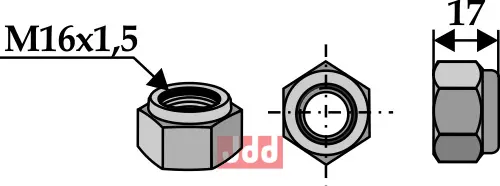 Låsemutter - M16x1,5 - 10.9 - JDD Utstyr