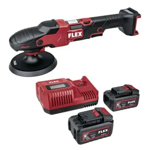 Flex Poleringsmaskin PE150 18.0-EC Set Med Batteri, Lader og 150mm bakplate