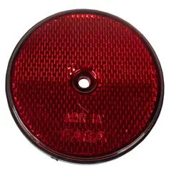 Rød rund refleks med senter hull Ø 72mm