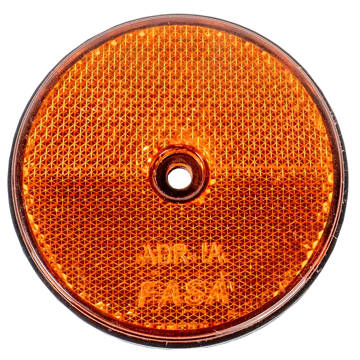 Oransje rund refleks med senter hull Ø 72mm