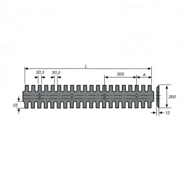 Rett og tannet Veistål 200*12*915 Tannprofil | Vendbart | 3 fot 