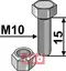 Bolt M10x1,5x15 - 10.9 m. Låsemutter Mulag