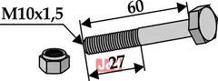 Bolt M10x1,5x60 - 8.8 m. Låsemutter Gilbers