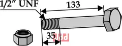 Bolt 1/2''UNFx133 - 8.8 m. Låsemutter Bomford