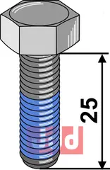 Bolt M14x1,5x25 - 8.8 m. Locktite Dücker