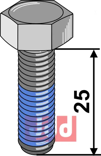 Bolt M14x1,5x25 - 8.8 m. Locktite - JDD Utstyr