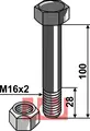 Hexagon Bolt M16x2 til Berti M16x2, 100 mm, Berti, Breviagri