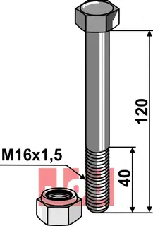 Bolt M16x1,5x120 - 10.9 m. Låsemutter Agrimaster