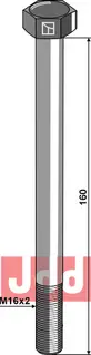 Hexagon bolt M16x2x160 M16x2, 160mm lengde