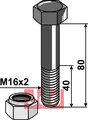 Hexagon Bolt M16x2x80 til Agrimaster M16x2, 80mm lengde, 24mm åpning