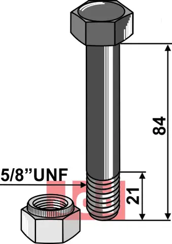 Bolt 5/8''UNFx84 - 10.9 m. Låsemutter Bomford/Mc Connel/Twose