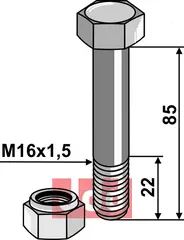 Bolt M16x1,5x85 - 10.9 m. Låsemutter Vogel u. Noot/Müthing