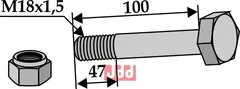 Bolt M18x1,5x100 - 10.9 m. Låsemutter M.E.A.A.T./OMARV/Alpego