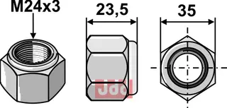 Låsemutter M23x3 Spearhead/Mc Connel/Quivogne/Kverneland