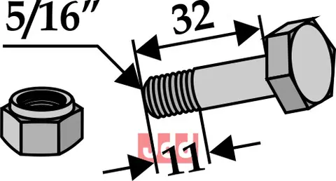 Bolt 5/16&#39;&#39;UNFx32 - 8.8 m. L&#229;semutter Bomford