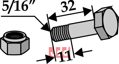 Bolt 5/16''UNFx32 - 8.8 m. Låsemutter Bomford 