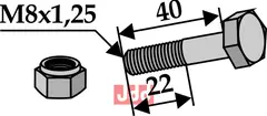 Bolt M8x1,25x40 - 8.8 m. Låsemutter Rousseau