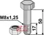 Bolt M8x1,25x50 - 10.9 m. Låsemutter Agria