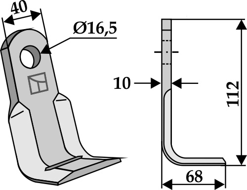 L-blade til Aedes Lengde 112mm, Bredde 40mm