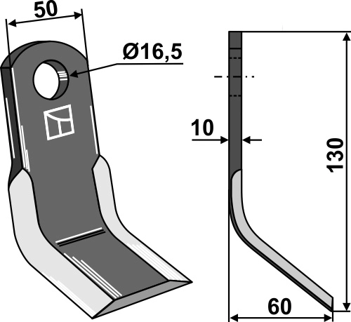 Y-kniv 130x50 mm hull 16,5