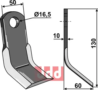 Y-blade til Agricom 130x50mm, hull: 16,5mm