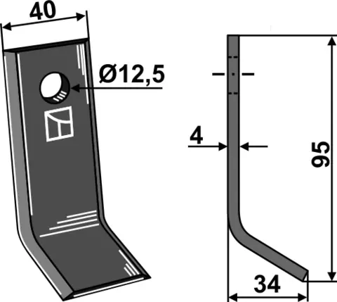 Y-kniv 95x40 mm hull 12,5